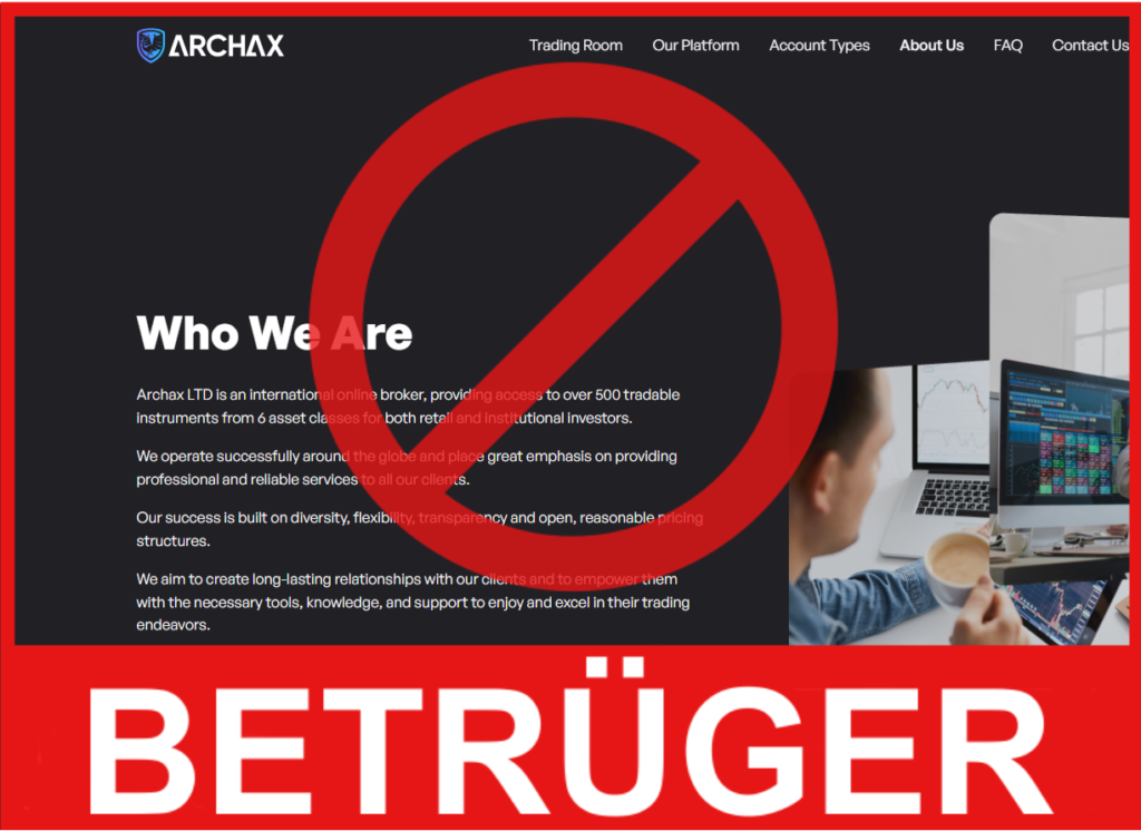 Archax Finance VorderseiteBildschirm