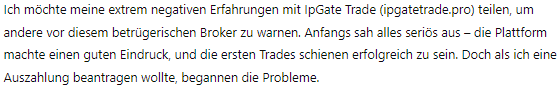 IpGate Trade 1Bildschirm