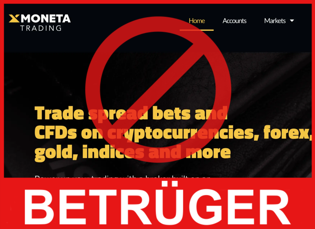 XMoneta Trading VorderseiteBildschirm