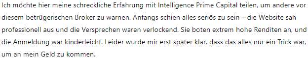 Intelligence Prime Capital 1Bildschirm