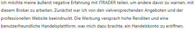 ITRADER 1Bildschirm