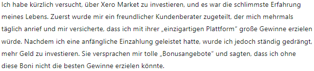 Xero Market 1Bildschirm